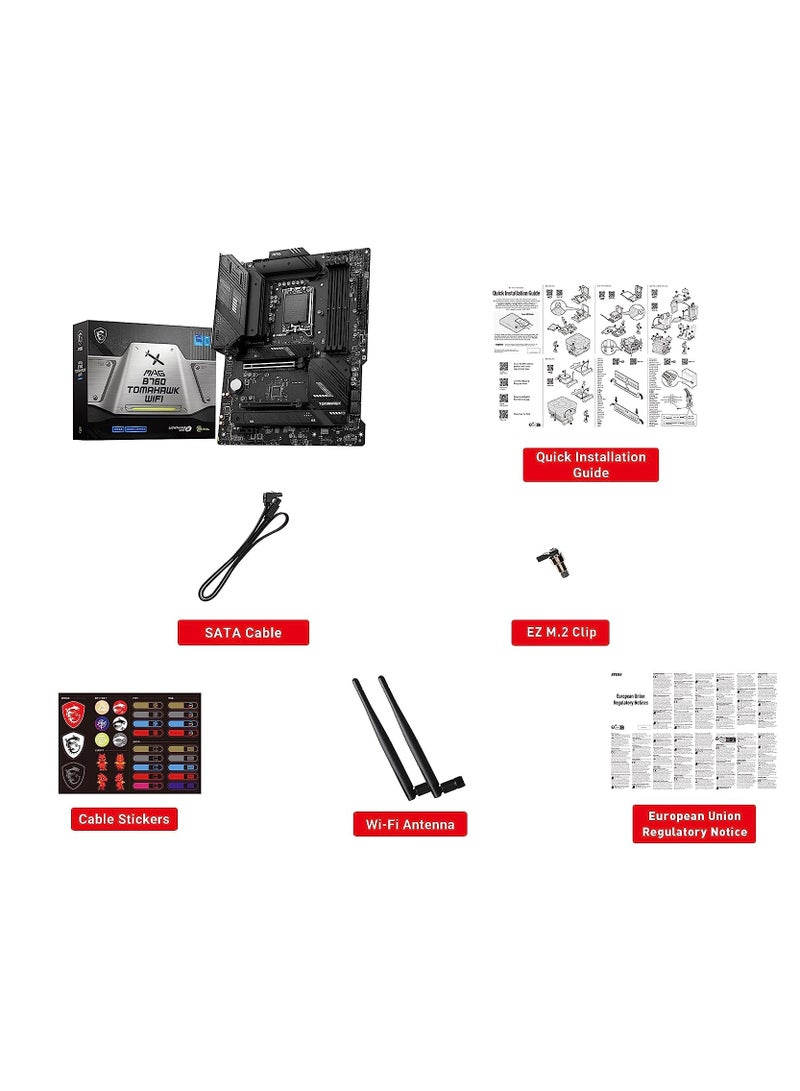 MSI MAG B760 Tomahawk WiFi Gaming Motherboard (Supports 12th/13th Gen Intel Processors, LGA 1700, DDR5, PCIe 5.0, M.2, 2.5Gbps LAN, USB 3.2 Gen2, Wi-Fi 6E, ATX)  - Image 4