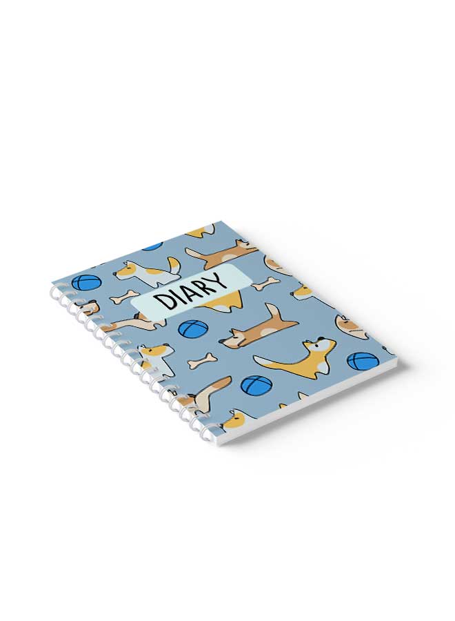 LOWHA Spiral Notebook Dogs & Ball Pattern Diary Blue/White/Black/Yellow  - Image 5