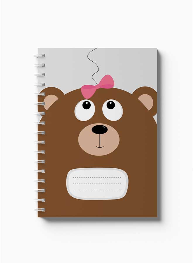 لوحة دفتر ملاحظات حلزوني دب كرتوني بشريط وردي - Image 2