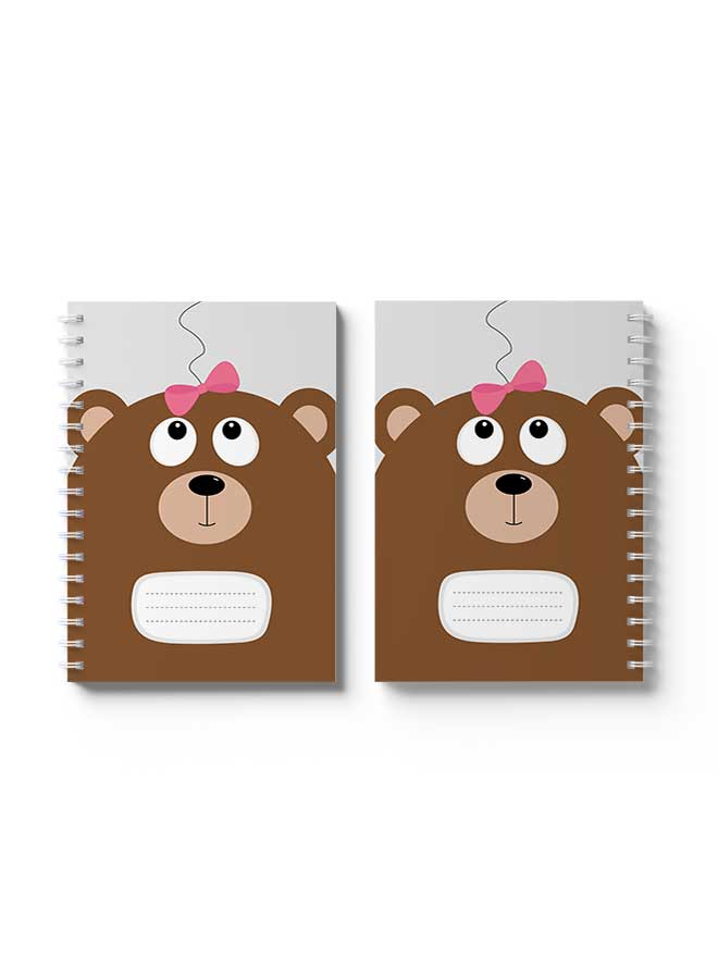 لوحة دفتر ملاحظات حلزوني دب كرتوني بشريط وردي - Image 3