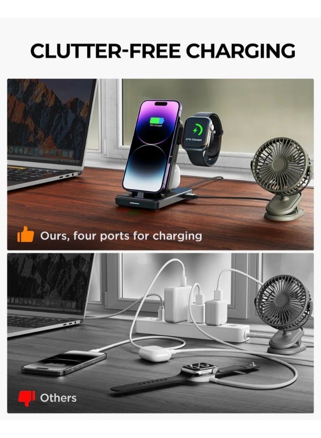 4-In-1 Foldable Charging Station Black
