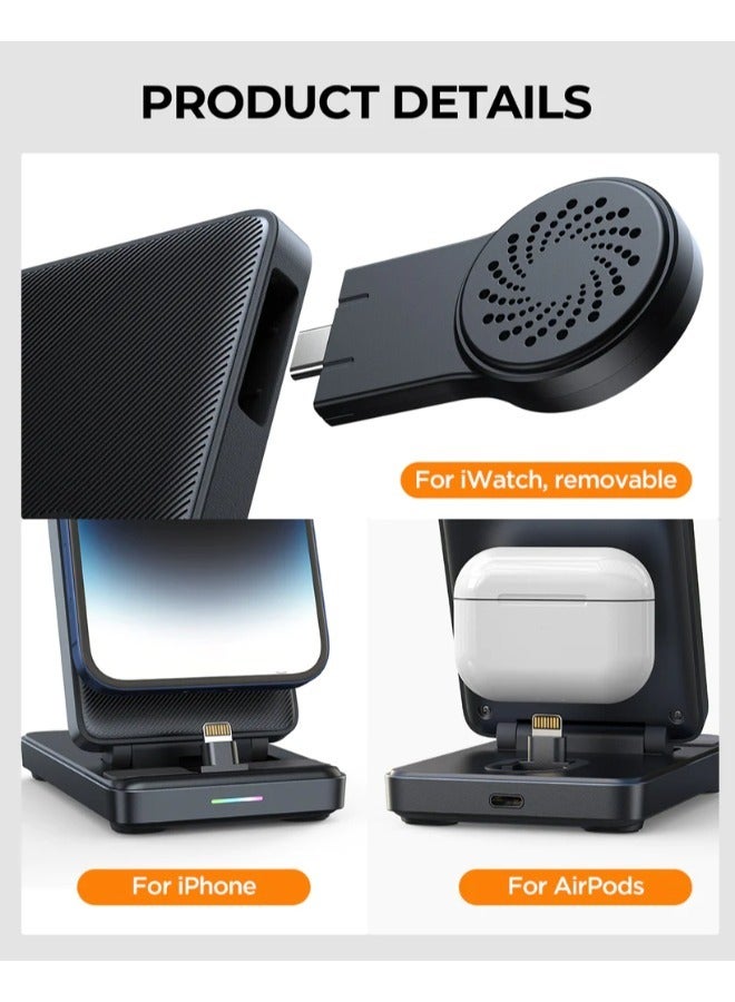 4-In-1 Foldable Charging Station Black