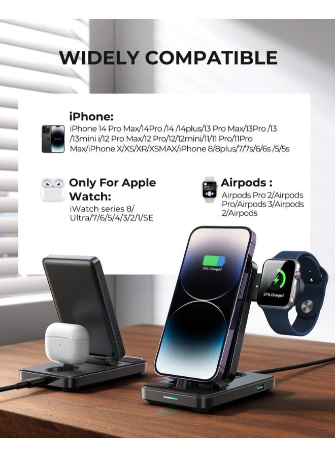 4-In-1 Foldable Charging Station Black