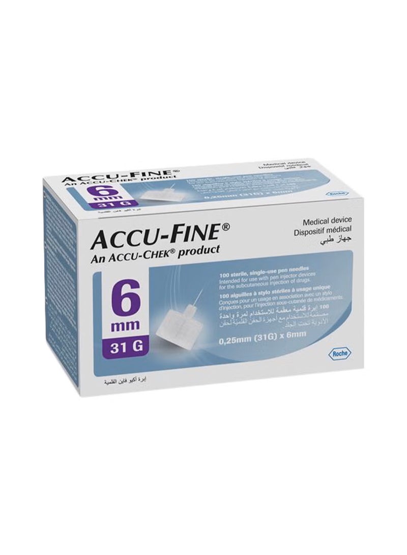 100-Peice Sterile Injectors For Insulin Pen Fine 0.25mm 31g x 6mm