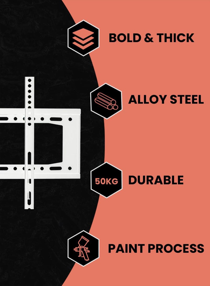 Toshionics Universal Wall Mounted TV Mount Bracket For 32 To 82 Inch LCD LED Flat Screens Heavy Duty Adjustable Space Saving VESA Compatible Sturdy Streamlined Design Easy Installation Black - Image 5