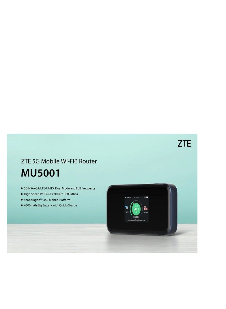 ZTE - 4500 mAh High Speed 5G MYFI Router black - Image 1
