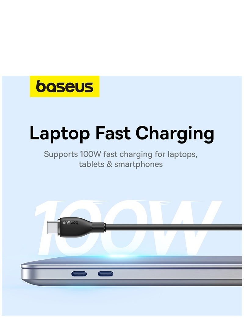 Baseus Usb C To C Cable 1.2M 100W 5A Usb C Charger Cable Fast Charge For iPhone 15 15Pro 15Plus 15Pro Max Samsung Galaxy S23 Huawei iPad Pro 2021 iPad Air 4 MacBook Pro 2020 Black - Image 2