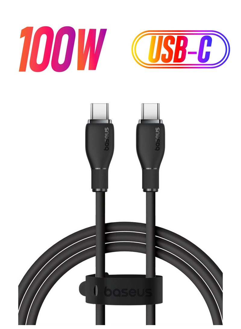 Baseus Usb C To C Cable 1.2M 100W 5A Usb C Charger Cable Fast Charge For iPhone 15 15Pro 15Plus 15Pro Max Samsung Galaxy S23 Huawei iPad Pro 2021 iPad Air 4 MacBook Pro 2020 Black - Image 1