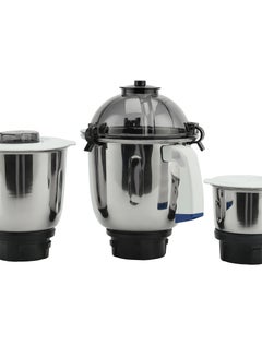 GEEPAS 3-IN-1 Mixer Grinde, Powerful Copper Motor with Stainless Steel Jars (1.5 L, 1.0 L, 0.5 L) and Blades, ABS Body and Unbreakable PC Dome Lid| Ergonomic Design with Motor Overload Protector| 3 Jars, 3 Speed Setting with Incher 1200 W GSB44088 White  - Image 3