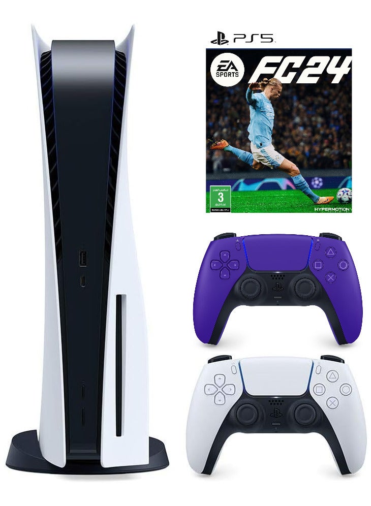 Sony PlayStation 5 Disc Console With Purple Controller And FC 24 (KSA Version)  - Image 1