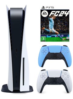 Sony PlayStation 5 Disc Console With Blue Controller And FC 24 (KSA Version)  - Image 1