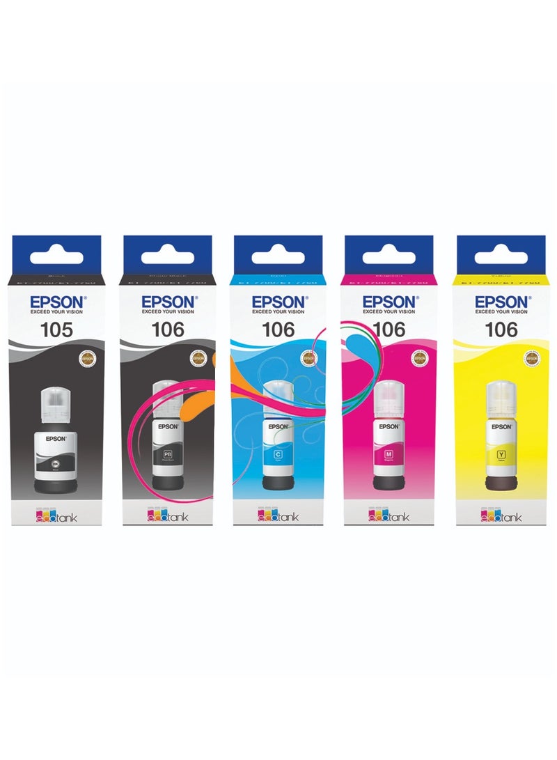 EPSON Original Eco Tank Ink Series Photo Black, Cyan, Magenta, Yellow  - Image 1