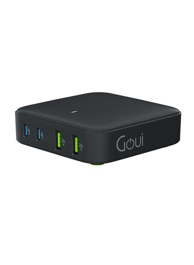 Goui - Gan 100W Desktop Charger with 4 Ports, Qualcomm Quick Charge 3.0, Power Delivery PD Technology, 150cm Cable – Fast, Efficient Charging for Multiple Devices Simultaneously - Black - Image 1