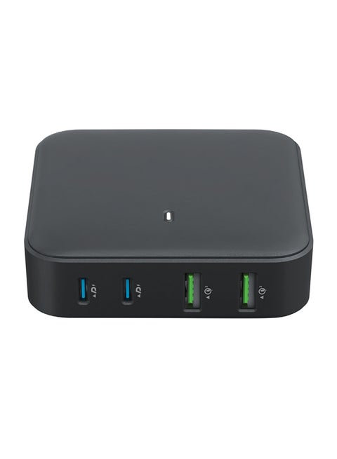 جان 100 واط شاحن مكتبي مع 4 منافذ، تقنية Qualcomm Quick Charge 3.0، وتقنية Power Delivery PD، كابل 150 سم – شحن سريع وفعال لأجهزة متعددة في وقت واحد