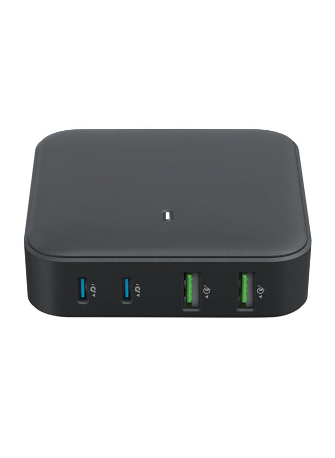 Goui - Gan 100W Desktop Charger with 4 Ports, Qualcomm Quick Charge 3.0, Power Delivery PD Technology, 150cm Cable – Fast, Efficient Charging for Multiple Devices Simultaneously - Black - Image 1