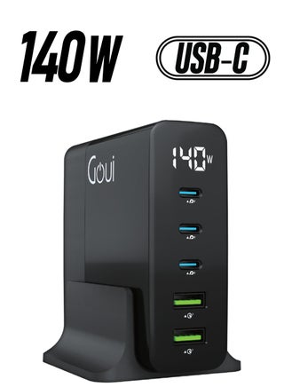 جان 140 واط شاحن مكتبي - 5 منافذ، Qualcomm Quick Charge 3.0، تكنولوجيا Power Delivery PD، شحن سريع لأجهزة اللابتوب (حتى 100W)، بروتوكولات شحن سريع متعددة، شاشة LED ذكية رقمية، حل شحن متعدد الأجهزة بكفاءة وراحة - pnsku/N70001364V/45/_/1738266634/ebe7b912-d5b5-4286-947f-ef2bcd361d7e