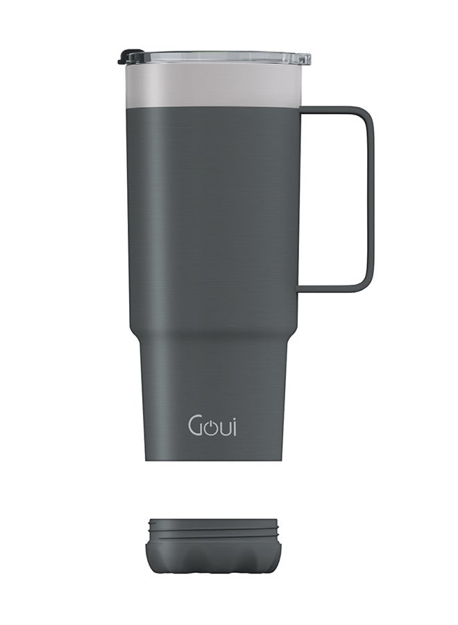Goui Tumbler Stainless Steel Cup with Handle – Double-Walled Vacuum Insulation for Hot & Cold Beverages, 600ML Capacity, Ergonomic Design, Leak-Proof, Durable & Eco-Friendly Travel Mug - Grey Grey  - Image 2
