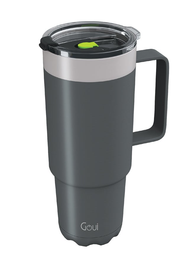 Goui Tumbler Stainless Steel Cup with Handle – Double-Walled Vacuum Insulation for Hot & Cold Beverages, 600ML Capacity, Ergonomic Design, Leak-Proof, Durable & Eco-Friendly Travel Mug - Grey Grey  - Image 1