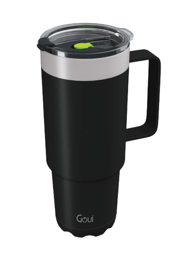 Goui Tumbler Stainless Steel Cup with Handle – Double-Walled Vacuum Insulation for Hot & Cold Beverages, 600ML Capacity, Ergonomic Design, Leak-Proof, Durable & Eco-Friendly Travel Mug - Black - Image 1