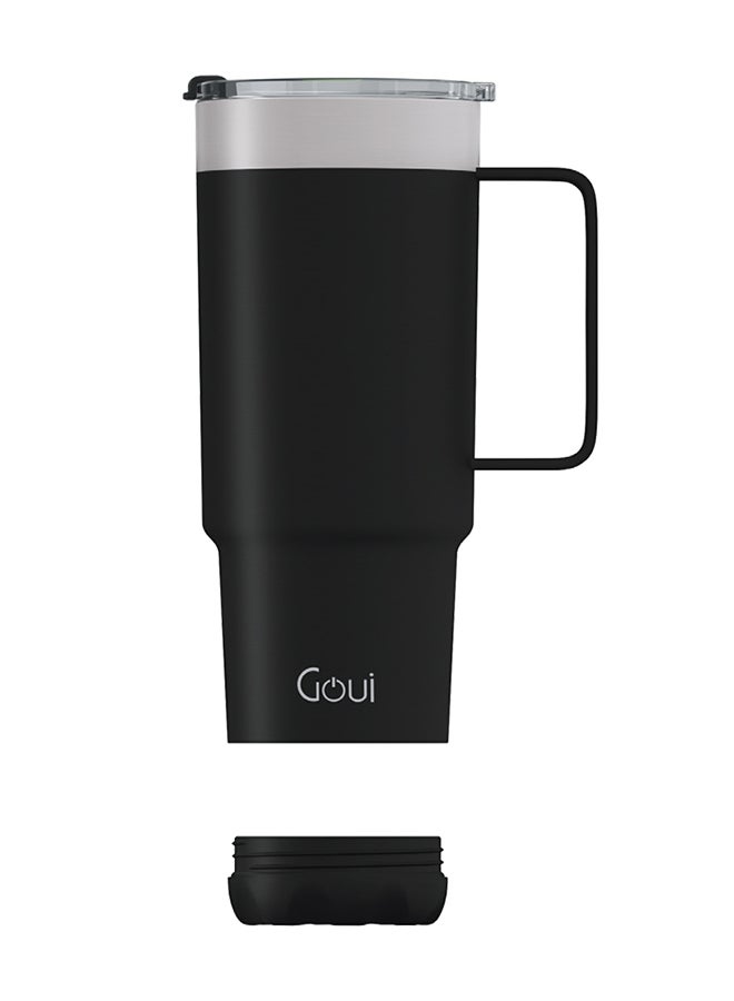 Goui Tumbler Stainless Steel Cup with Handle – Double-Walled Vacuum Insulation for Hot & Cold Beverages, 600ML Capacity, Ergonomic Design, Leak-Proof, Durable & Eco-Friendly Travel Mug - Black - Image 2