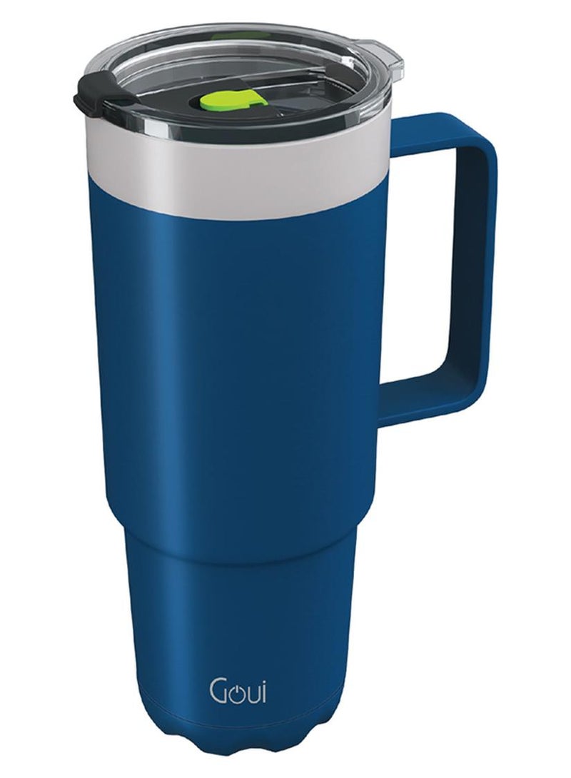 Goui Tumbler Stainless Steel Cup with Handle – Double-Walled Vacuum Insulation for Hot & Cold Beverages, 600ML Capacity, Ergonomic Design, Leak-Proof, Durable & Eco-Friendly Travel Mug - Blue - Image 1