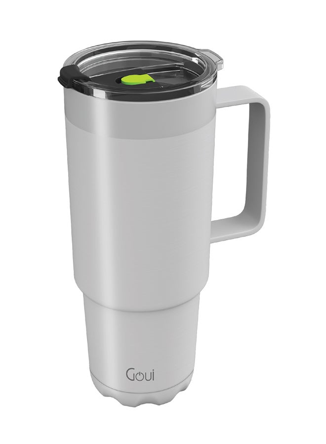 Goui Tumbler Stainless Steel Cup with Handle – Double-Walled Vacuum Insulation for Hot & Cold Beverages, 600ML Capacity, Ergonomic Design, Leak-Proof, Durable & Eco-Friendly Travel Mug - White - Image 1