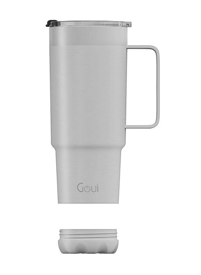 Goui Tumbler Stainless Steel Cup with Handle – Double-Walled Vacuum Insulation for Hot & Cold Beverages, 600ML Capacity, Ergonomic Design, Leak-Proof, Durable & Eco-Friendly Travel Mug - White - Image 2
