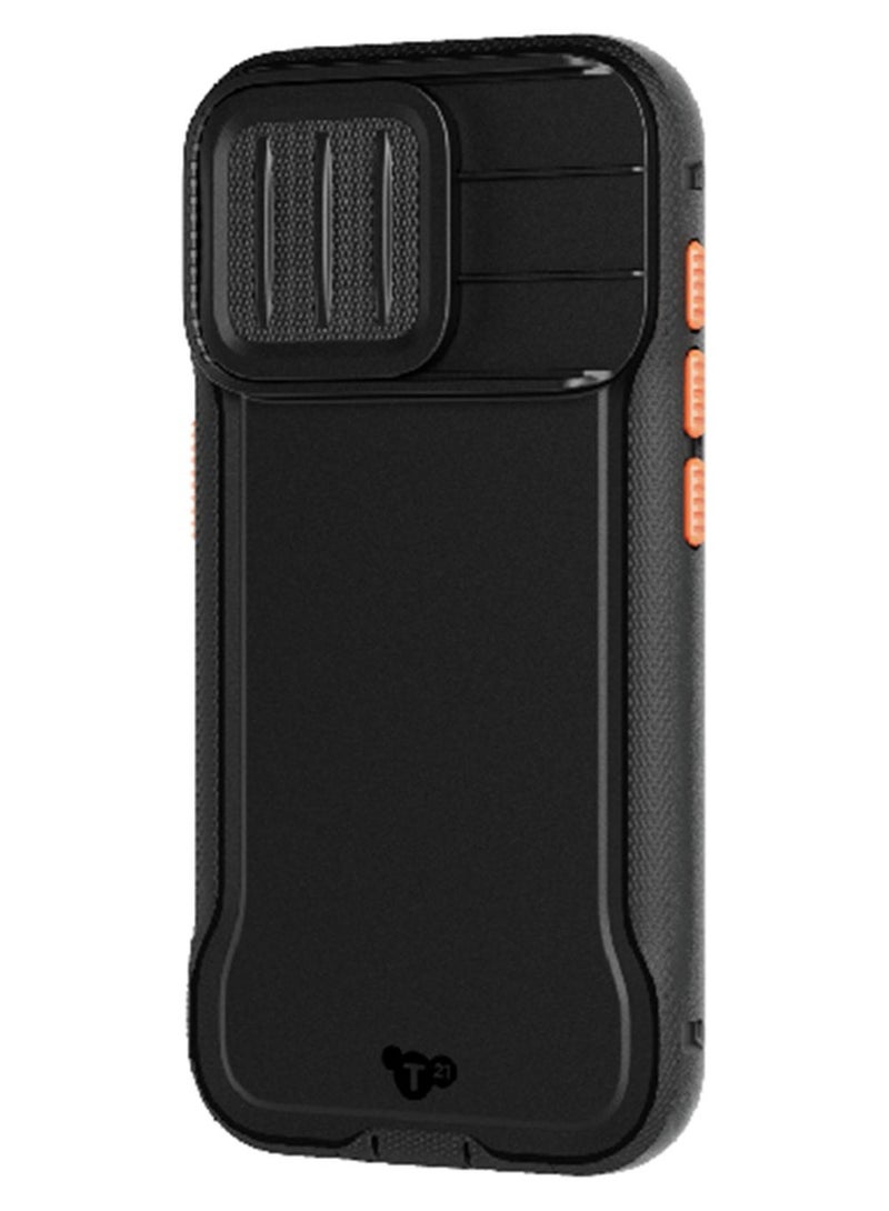 تيك 21 حافظة وغطاء حماية لهاتف آيفون 15 برو باللون الأسود - Image 1