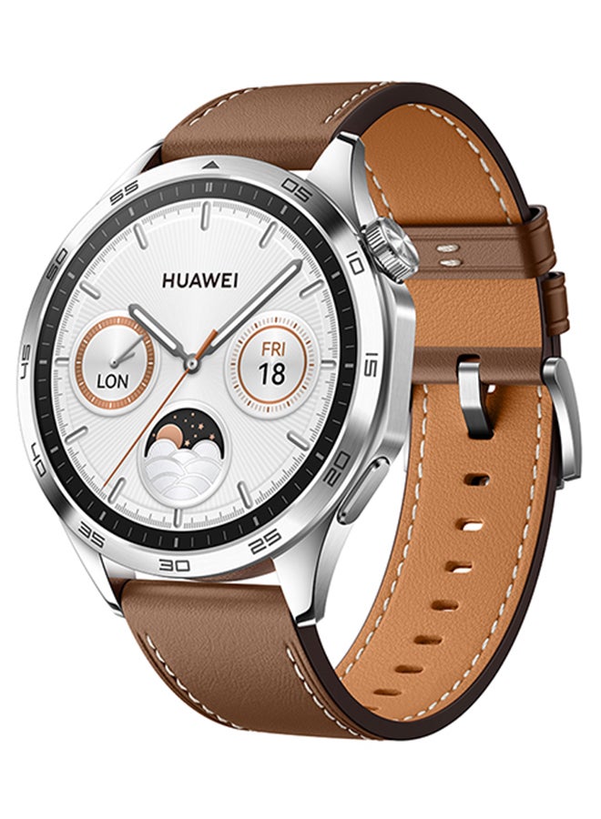 HUAWEI - Watch GT4 46mm Smartwatch +  Scale3 + Strap, Upto 2-Weeks Battery Life, Pulse Wave Arrhythmia Analysis, 24/7 Health Monitoring, Compatible With Andriod And iOS Brown - Image 1