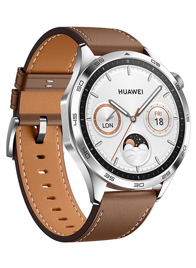 HUAWEI - Watch GT4 46mm Smartwatch +  Scale3 + Strap, Upto 2-Weeks Battery Life, Pulse Wave Arrhythmia Analysis, 24/7 Health Monitoring, Compatible With Andriod And iOS Brown - Image 1
