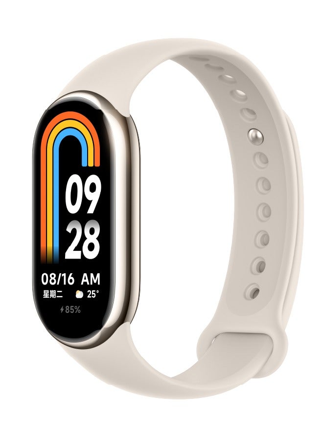 Xiaomi - Smart Band 8 (BHR7166GL) – Champagne Gold, 1.62" AMOLED, Heart Rate & SpO₂ Monitor, 100+ Sports Modes, 16-Day Battery, 5ATM Water Resistance Gold - Image 1