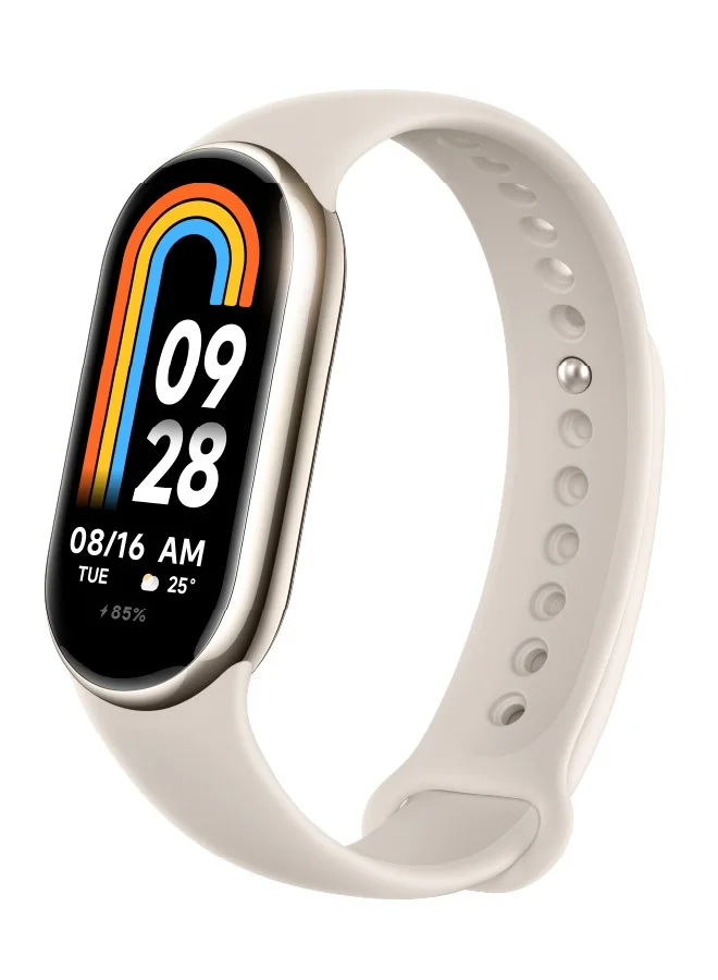 Xiaomi Smart Band 8 (BHR7166GL) – Champagne Gold, 1.62" AMOLED, Heart Rate & SpO₂ Monitor, 100+ Sports Modes, 16-Day Battery, 5ATM Water Resistance Gold