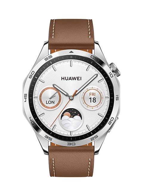 Watch GT4 46mm Smartwatch, Upto 2-Weeks Battery Life, Dual-Band Five-System GNSS Positioning, Pulse Wave Arrhythmia Analysis, 24/7 Health Monitoring, Compatible With Andriod And iOS Brown