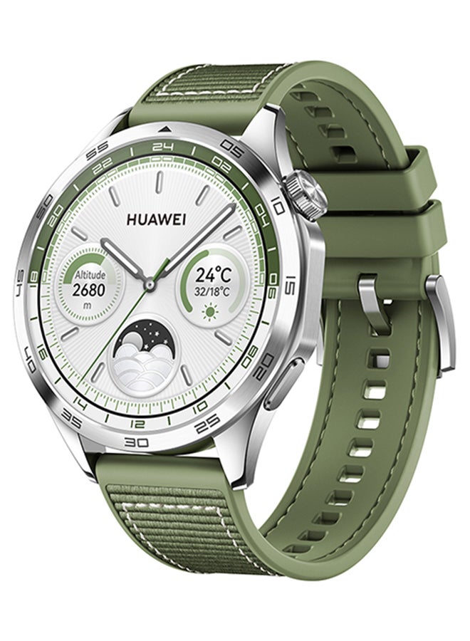 HUAWEI - Watch GT4 46mm Smartwatch, Upto 2-Weeks Battery Life, Dual-Band Five-System GNSS Positioning, Pulse Wave Arrhythmia Analysis, 24/7 Health Monitoring, Compatible With Andriod And iOS Green - Image 1