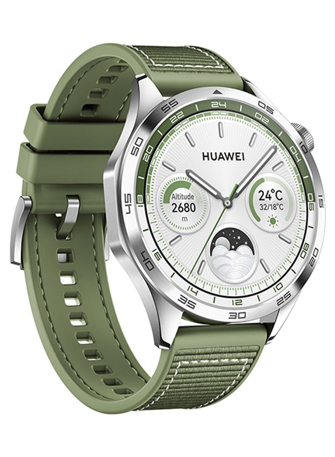 HUAWEI - Watch GT4 46mm Smartwatch, Upto 2-Weeks Battery Life, Dual-Band Five-System GNSS Positioning, Pulse Wave Arrhythmia Analysis, 24/7 Health Monitoring, Compatible With Andriod And iOS Green - Image 1