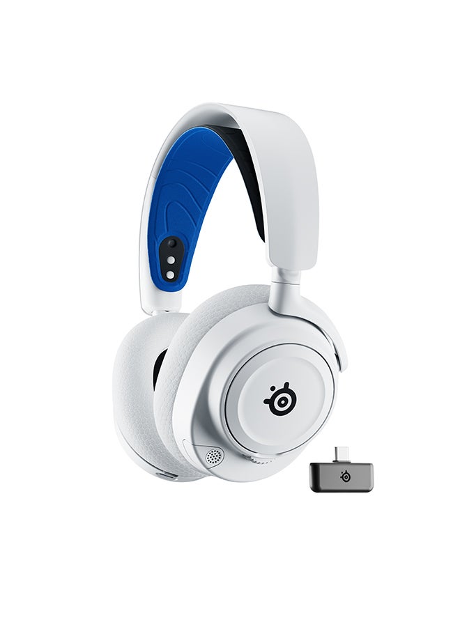 steelseries Arctis Nova 7P Wireless Multi-System Gaming & Mobile Headset, Nova Acoustic System, 2.4GHz & Simultaneous Bluetooth, 38Hr Battery, ClearCast Gen2 Mic, PlayStation, PC, White | 61561  - Image 1