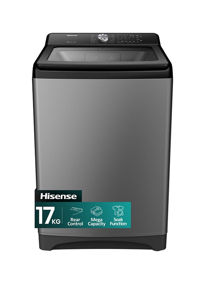Hisense Top Load Fully Automatic Washing Machine, Mega Capacity And Powerful Waterfall 17 kg WT3T1723UT Grey - Image 1