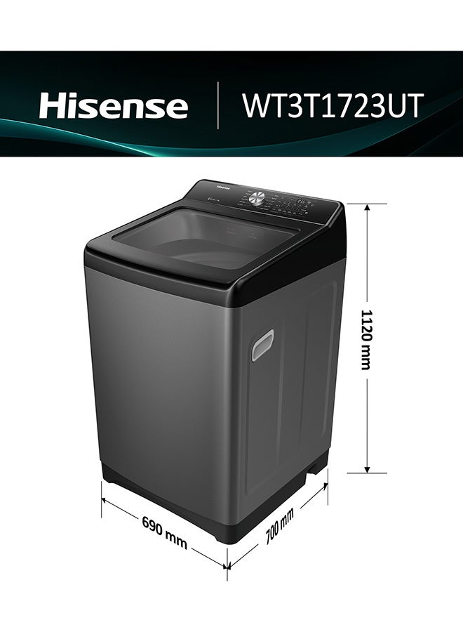 Hisense Top Load Fully Automatic Washing Machine, Mega Capacity And Powerful Waterfall 17 kg WT3T1723UT Grey - Image 2