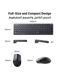 Wireless Keyboard English/Arabic and Mouse Combo, 2.4G Ergonomic Computer Keyboard Mouse with USB Receiver for PC, Laptop, Desktop, 5 DPI Adjustable/104 Keys Number Pad, Silent Compact USB Mouse Keyboard Set Black - pnsku/N70001615V/45/_/1695298298/7cc01519-427b-421b-885d-4d25a889fba7