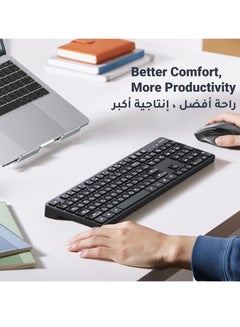 Wireless Keyboard English/Arabic and Mouse Combo, 2.4G Ergonomic Computer Keyboard Mouse with USB Receiver for PC, Laptop, Desktop, 5 DPI Adjustable/104 Keys Number Pad, Silent Compact USB Mouse Keyboard Set Black - pnsku/N70001615V/45/_/1695298298/bbfda46c-3012-4fdf-9a5a-e10c68962952