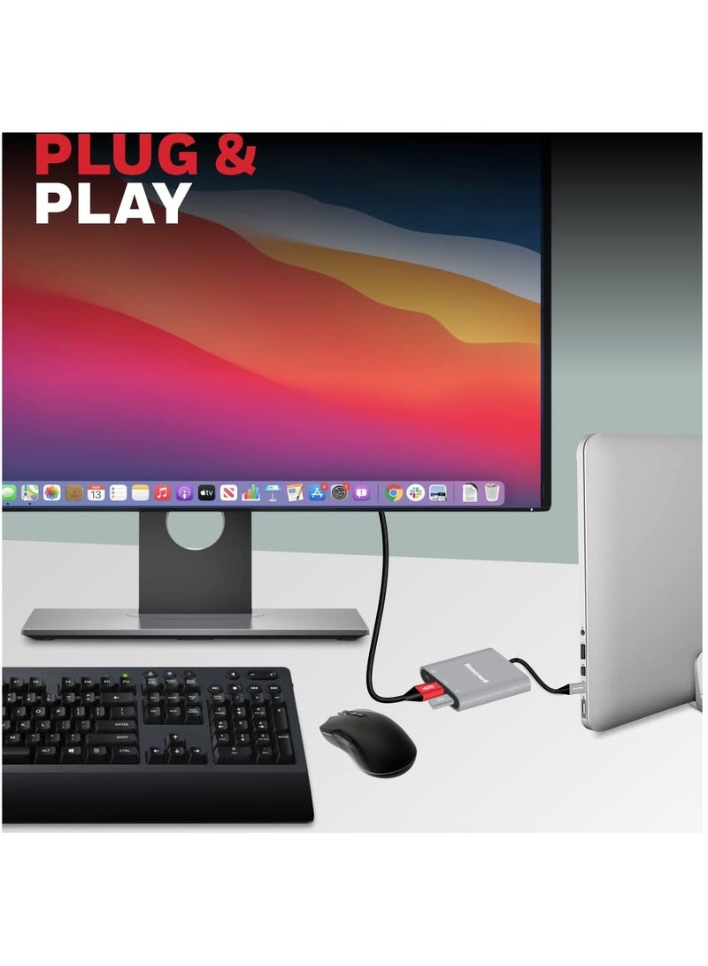 Honeywell - 3In1 Type C To Hdmi Adapter Pd Charging Upto100W Usb Hub 3.0 Delivers Quick Transfer Speed Of 5Gbps Uhd 4K 30Hz Universally Compatible With All Type C Devices Silver Silver - Image 1
