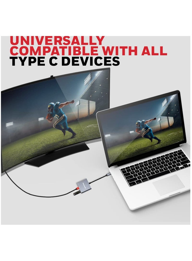 Honeywell - 3In1 Type C To Hdmi Adapter Pd Charging Upto100W Usb Hub 3.0 Delivers Quick Transfer Speed Of 5Gbps Uhd 4K 30Hz Universally Compatible With All Type C Devices Silver Silver - Image 1