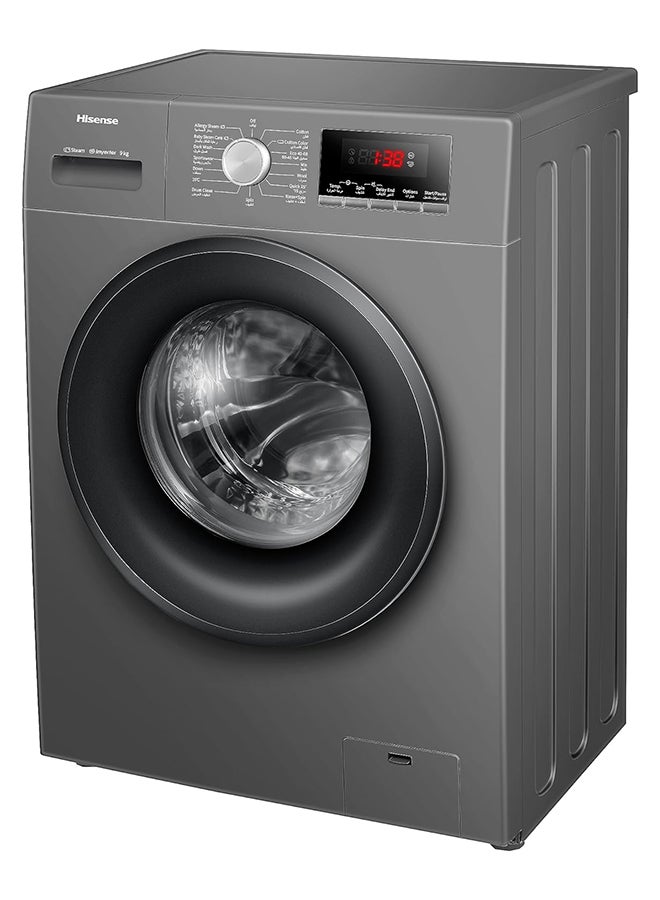 Hisense - Front Load Washing Machine 1400 RPM 9 kg WFPV9014EVMT Titanium Grey - Image 1
