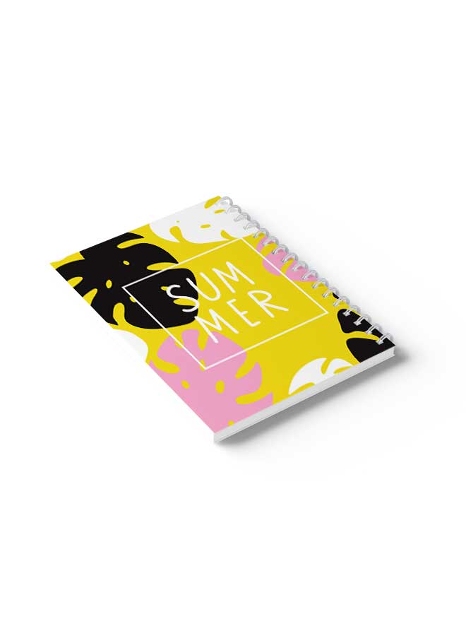 LOWHA Spiral Notebook Leaves Art & Summer Yellow/Black/Pink/White - Image 4