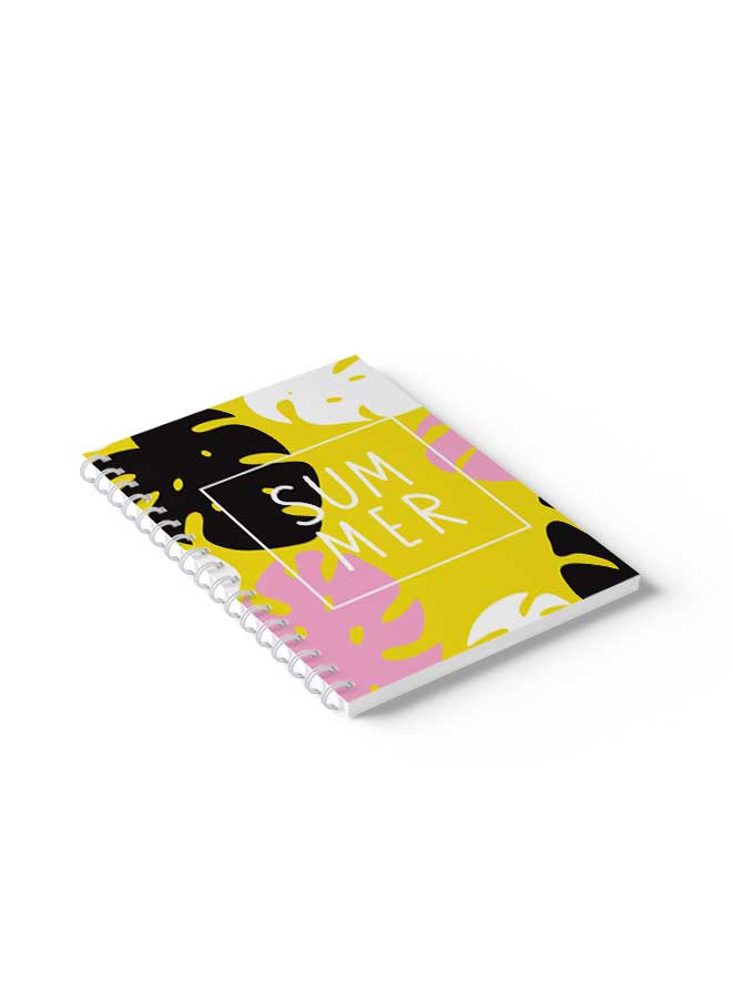 LOWHA Spiral Notebook Leaves Art & Summer Yellow/Black/Pink/White - Image 5