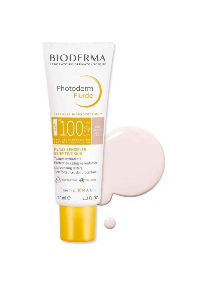 Bioderma - Photoderm Fluide Max Spf100 Very Light Tint Maximum Sensory Protection For Sensitive Skin 40ml - Image 1