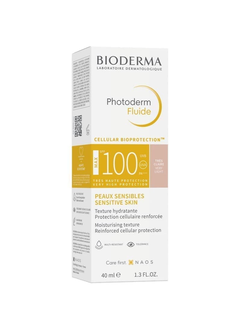 Bioderma - Photoderm Fluide Max Spf100 Very Light Tint Maximum Sensory Protection For Sensitive Skin 40ml - Image 1