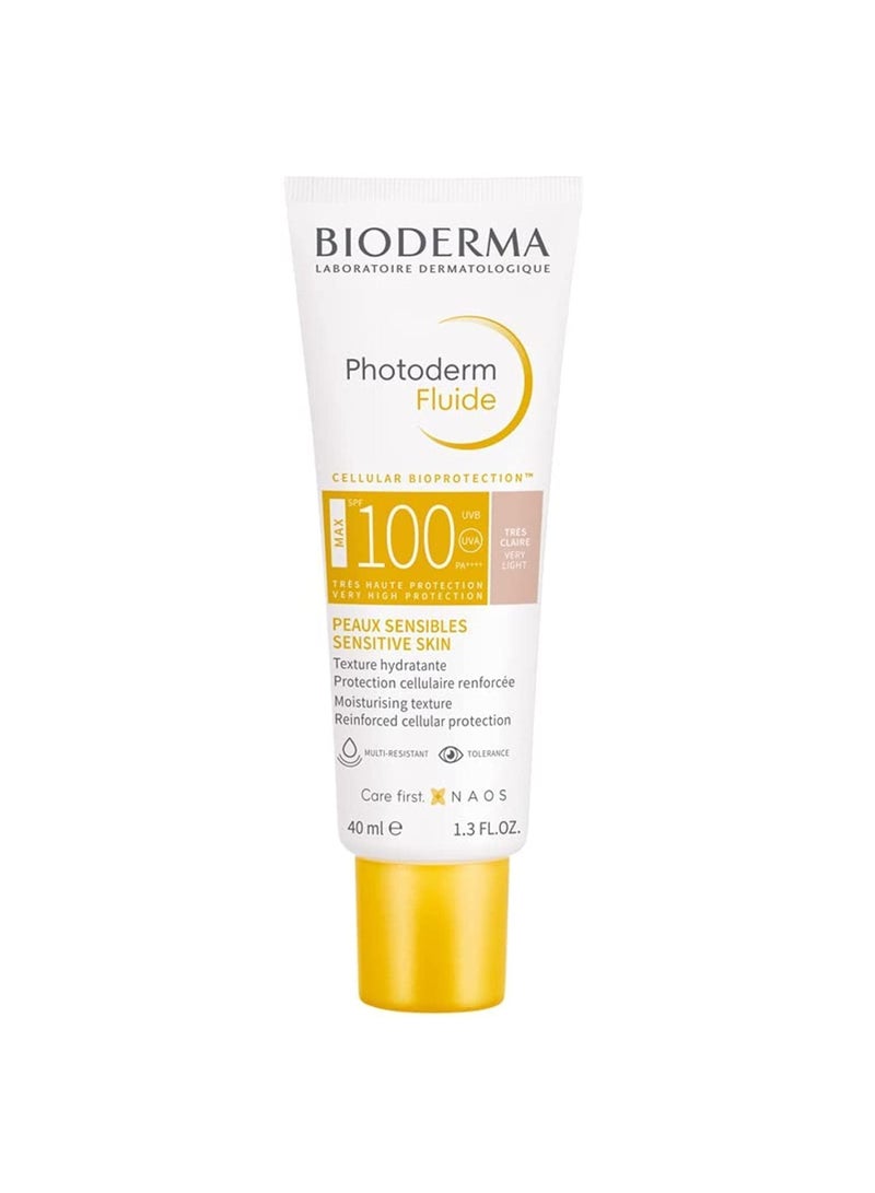 Bioderma Photoderm Fluide Max Spf100 Very Light Tint Maximum Sensory Protection For Sensitive Skin 40ml - Image 1