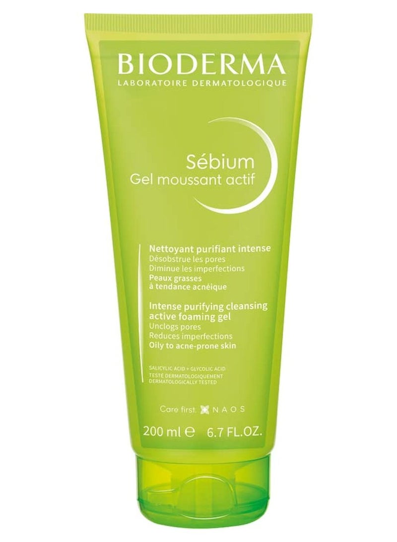 Bioderma Sebium Gel Moussant Actif Intense Purifying Foaming Gel Oily To Acne-Prone Skin 200ml - Image 1
