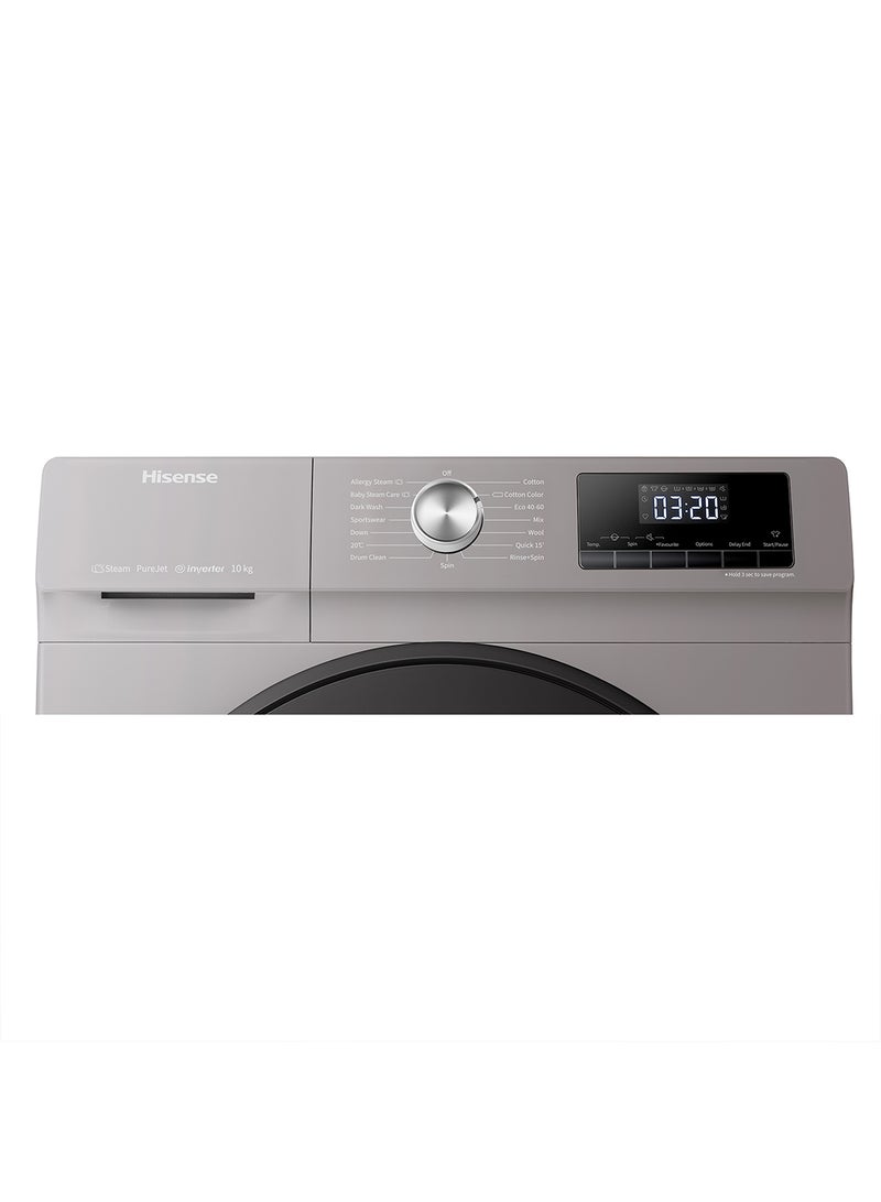 Hisense Front Load Fully Automatic Washing Machine With Inverter Motor, 1400 RPM 10 kg WFQA1014EVJMWT Titanium Grey - Image 4